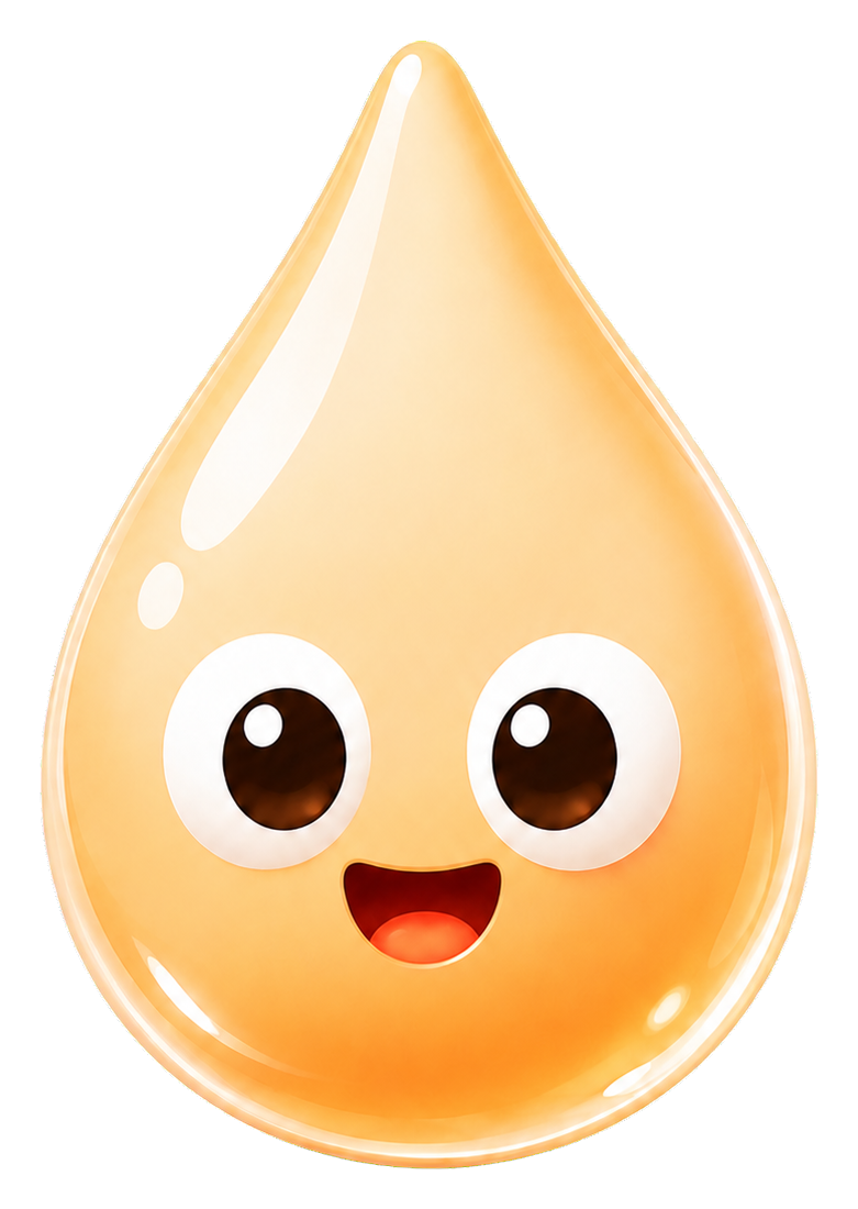 CaloMetrik's friendly golden droplet mascot